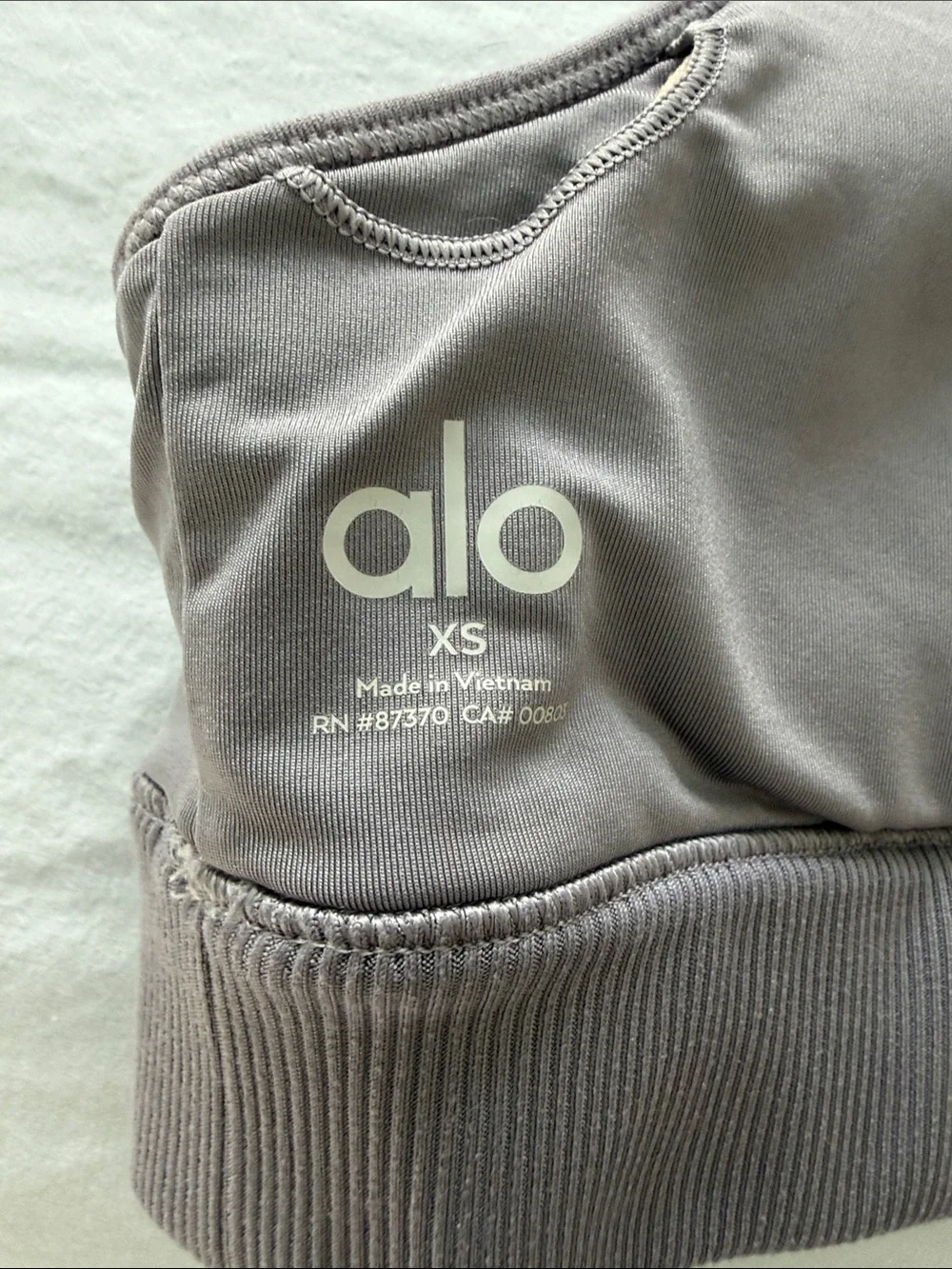 ALO Yoga Ribbed Longline Sports Bra in Dusty Lavender Gray